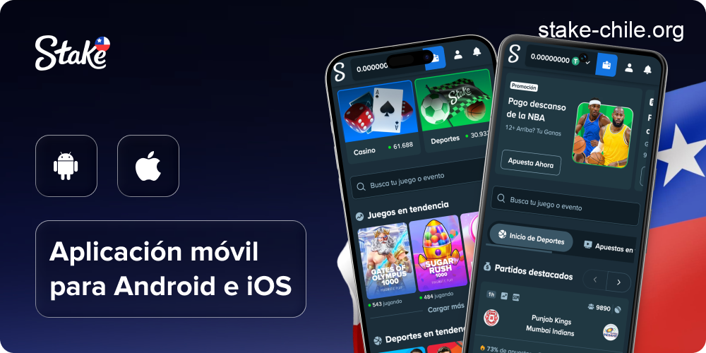Aplicación móvil para dispositivos Android e iOS en Stake Chile
