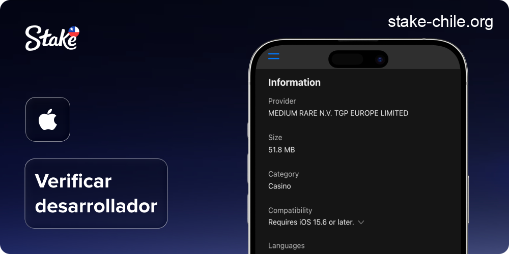 Consulta la información sobre la aplicación Stake en la parte inferior de la página en la App Store