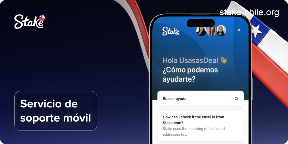 Servicio de soporte en la aplicación móvil Stake