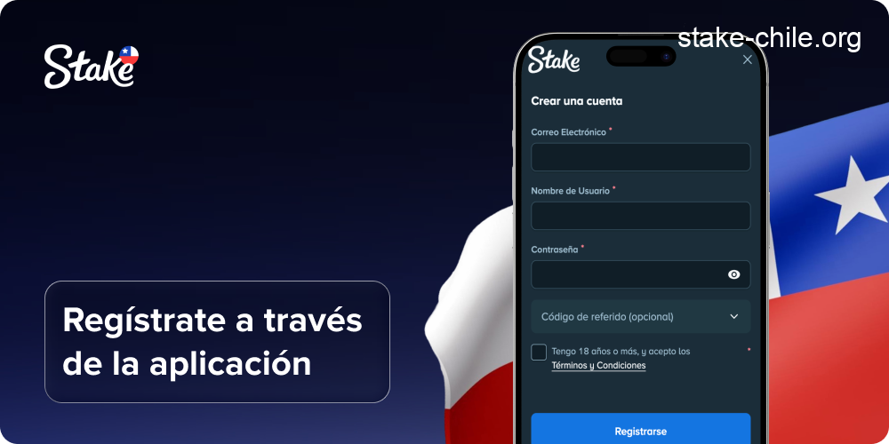 Regístrate a través de la aplicación móvil de Stake