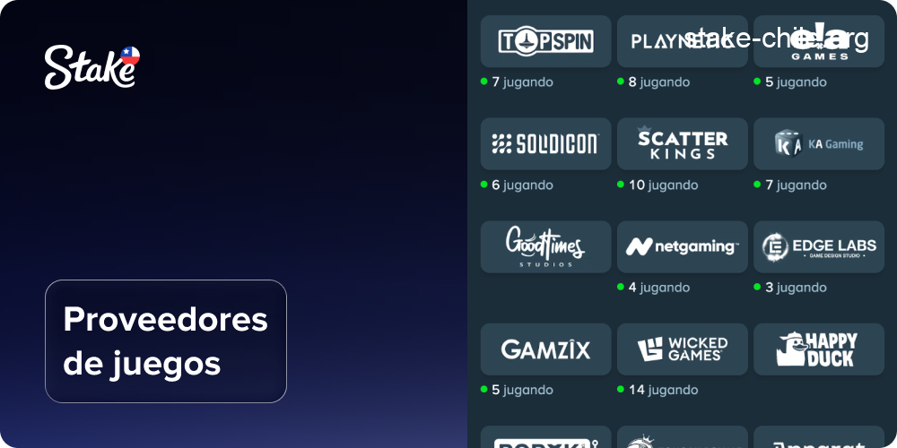 Proveedores de juegos para la aplicación móvil Stake en dispositivos Android e iOS