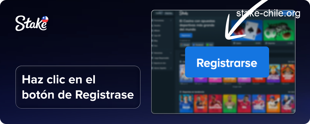 Haz clic en el botón "Registrarse" Stake Chile