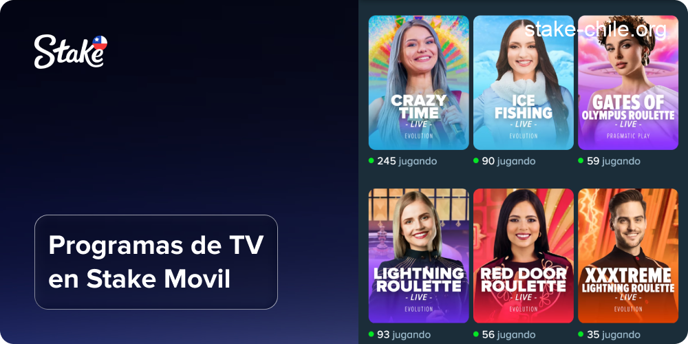 Programas de TV en la aplicación móvil Stake para dispositivos Android e iOS